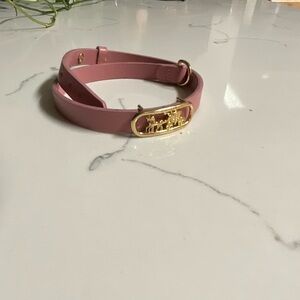 Coach Pink & Gold leather wrap bracelet with emblem
